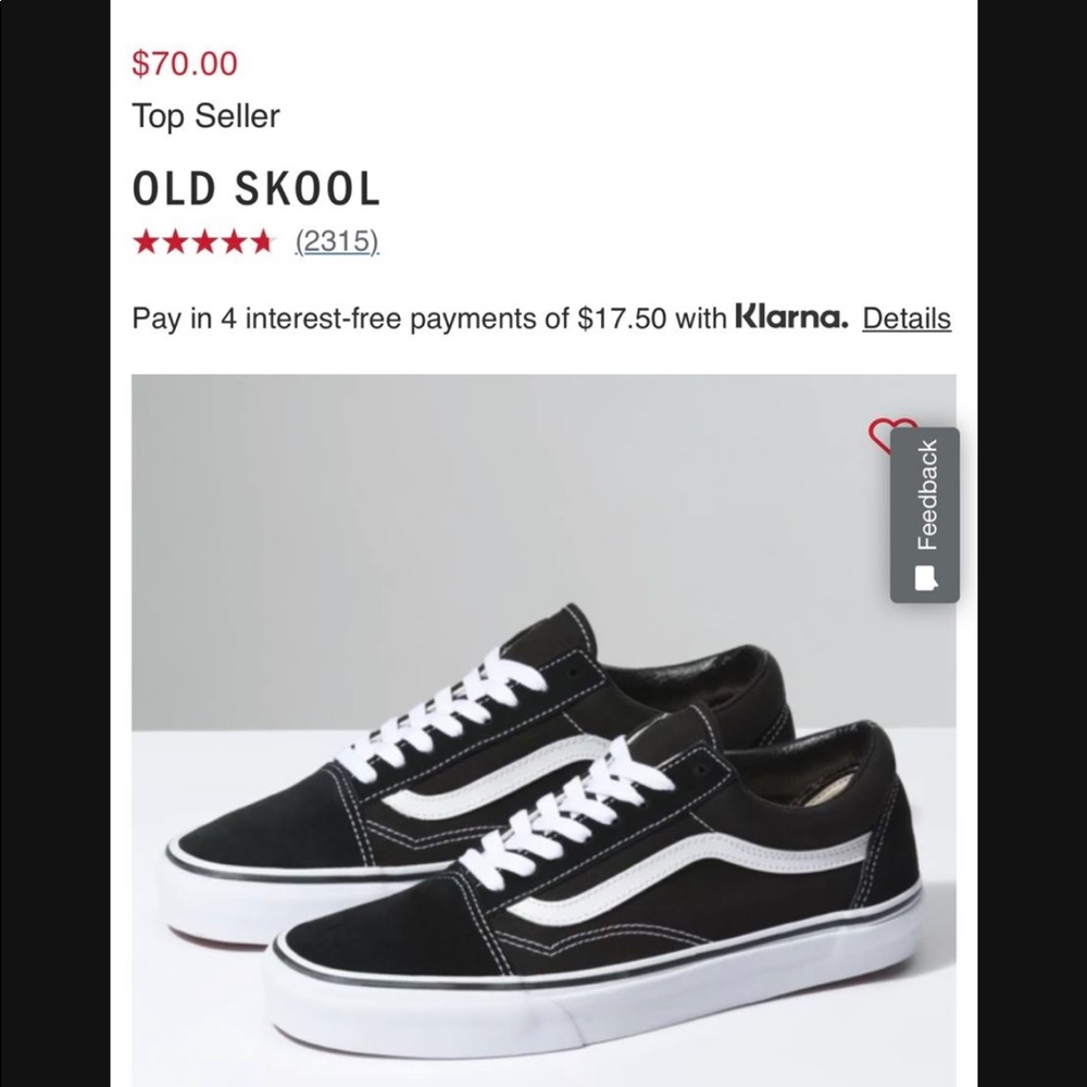 BRAND NEW Old Skool Black Vans Size 5.5M/7W